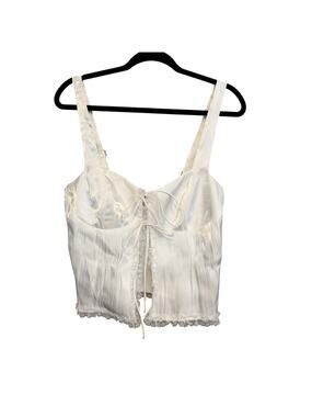 Spring Haze Crop Top M White Sleeveless Summer Casual Beach Coastal Vacation